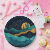 ゴールデンデザートナイトスケープ – 抽象芸術サボアート ペーパープレート (パーティー)