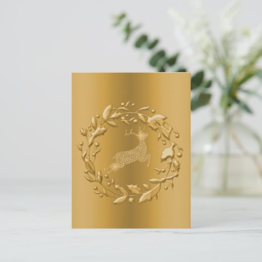 ゴールデントナカイとリースクリスマス シーズンポストカード (スタンド正面)