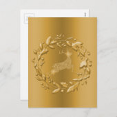 ゴールデントナカイとリースクリスマス シーズンポストカード (正面/裏面)