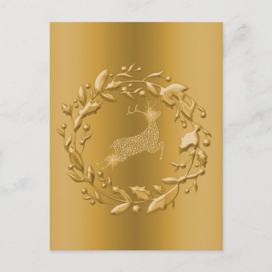 ゴールデントナカイとリースクリスマス シーズンポストカード (正面)