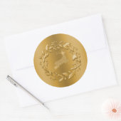 ゴールデントナカイとリースクリスマス ラウンドシール (封筒)