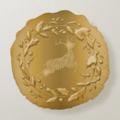 ゴールデントナカイとリース金ゴールドクリスマス ラウンドクッション (裏面)