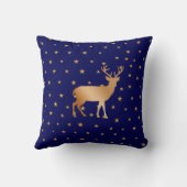 ゴールデントナカイのシルエット&ネイビーブルーの星 クッション (裏面)