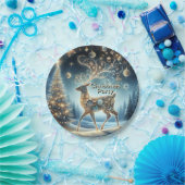 ゴールデントナカイクリスマスオーナメントブルースカイ ペーパープレート (パーティー)