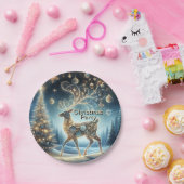 ゴールデントナカイクリスマスオーナメントブルースカイ ペーパープレート (パーティー)