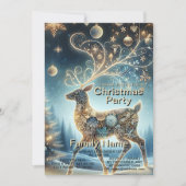 ゴールデントナカイクリスマスオーナメントブルースカイ 招待状 (正面)