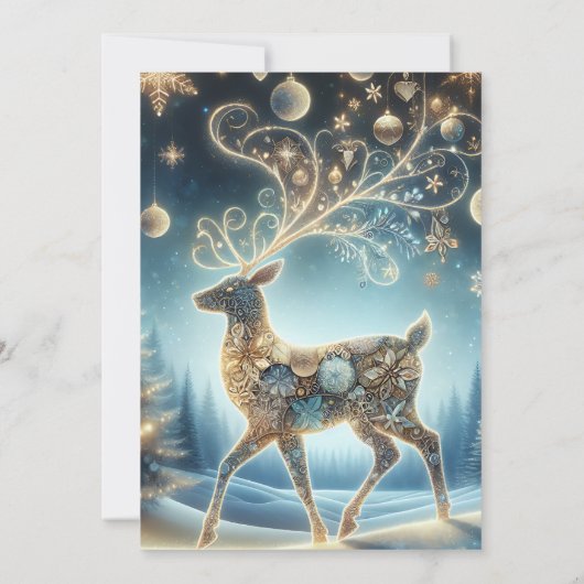 ゴールデントナカイクリスマスオーナメントブルースカイ 招待状 (裏面)