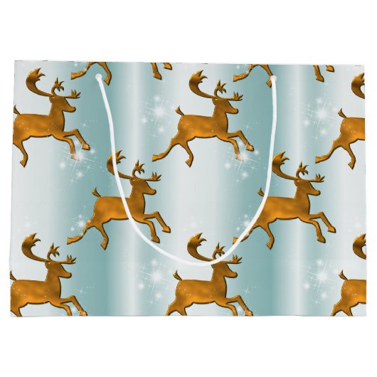 ゴールデントナカイ淡い色のズオンアクアクリスマス ラージペーパーバッグ (裏面)