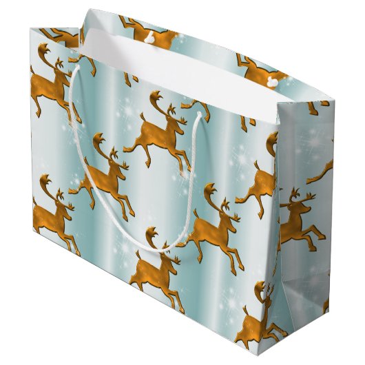 ゴールデントナカイ淡い色のズオンアクアクリスマス ラージペーパーバッグ (裏面アングル)