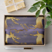 ゴールデントナカイ、金ゴールドメリークリスマスパープル 薄葉紙 (ギフト)