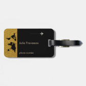 ゴールデントラベルの世界地図パーソナライズされた ラゲッジタグ (裏面横)