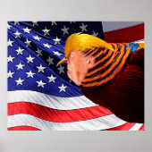 ゴールデントランプ鳥アメリカ国旗価値ポスター ポスター (正面)