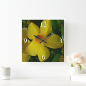 ゴールデントランペット花IIトロピカル スクエア壁時計 (ホーム)