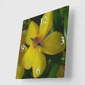 ゴールデントランペット花IIトロピカル スクエア壁時計 (傾斜)