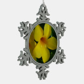 ゴールデントランペット花IIトロピカル スノーフレークピューターオーナメント (左)