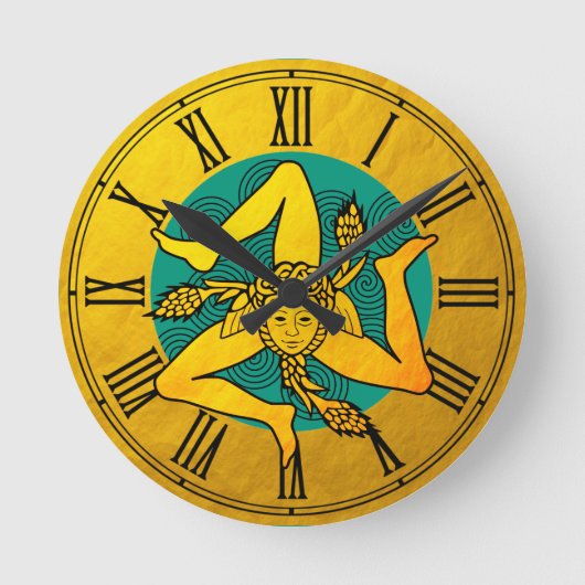 ゴールデントリスケリオン&トリプルスパイラルウェーブ/ヴィンテージ ラウンド壁時計 (正面)