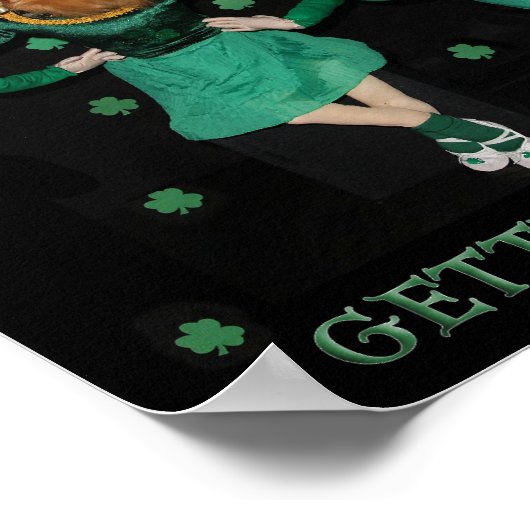 ゴールデントリーバーのステップダンサーがジグジーを手に ポスター (角)