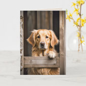ゴールデントリーバーインバーンドア誕生日 カード (黄色い花)
