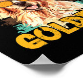 ゴールデントリーバーズドッグを愛する女の子ヴィンテージ犬 ポスター (角)