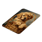 ゴールデントリーバーパピーのバスケットに柔軟 マグネット (左側)