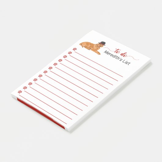 ゴールデントリーバー絵を描犬と帽子のリスト ポストイット (アングル)