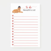 ゴールデントリーバー絵を描犬と帽子のリスト ポストイット (正面)