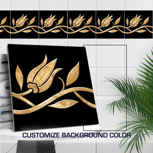 ゴールデントルコのチューリップシームレ縁どス タイル