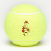 ゴールデントレブルクレフ、 音符記号とバラ花 テニスボール (裏面)