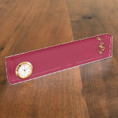 ゴールデントレブルクレフ、 音符記号とバラ花 デスクネームプレート (側面)