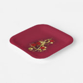 ゴールデントレブルクレフ、 音符記号とバラ花 ペーパープレート (傾斜あり)