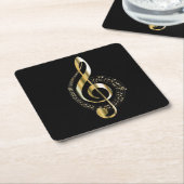 ゴールデントレブルクレフ、 音符記号コースター スクエアペーパーコースター (アングル)