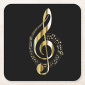 ゴールデントレブルクレフ、 音符記号コースター スクエアペーパーコースター (正面)