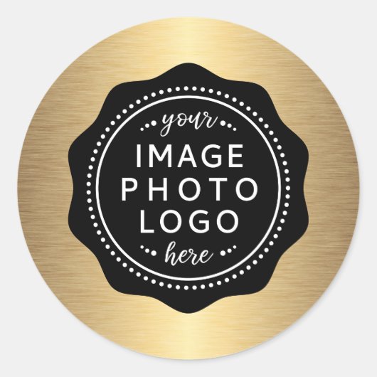 ゴールデントレ縁どージの黒いビジネスのロゴ ラウンドシール (正面)