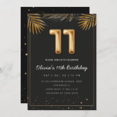 ゴールデントロピカル離れパームズ11誕生日 招待状 (正面/裏面)