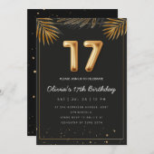 ゴールデントロピカル離れパームズ17誕生日 招待状 (正面/裏面)