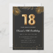 ゴールデントロピカル離れパームズ18誕生日 招待状 (正面)