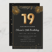 ゴールデントロピカル離れパームズ19誕生日 招待状 (正面/裏面)