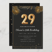 ゴールデントロピカル離れパームズ29誕生日 招待状 (正面/裏面)