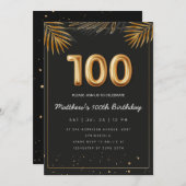ゴールデントロピカル離れパーム誕生日100 招待状 (正面/裏面)