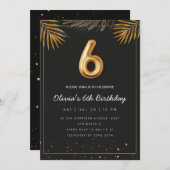 ゴールデントロピカル離れパーム誕生日6 招待状 (正面/裏面)