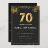 ゴールデントロピカル離れパーム誕生日70 招待状 (正面/裏面)