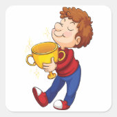 ゴールデントロフィー賞受賞者を保持する少年 スクエアシール (正面)