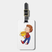 ゴールデントロフィー賞受賞者を保持する少年 ラゲッジタグ (正面縦)