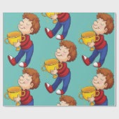 ゴールデントロフィー賞受賞者を保持する少年 ラッピングペーパー (フラット)