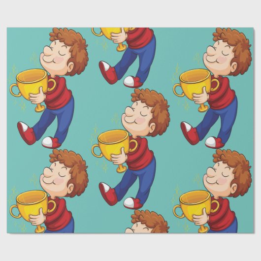 ゴールデントロフィー賞受賞者を保持する少年 ラッピングペーパー (フラット)