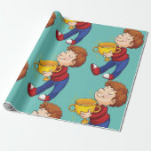 ゴールデントロフィー賞受賞者を保持する少年 ラッピングペーパー (アンロールド)