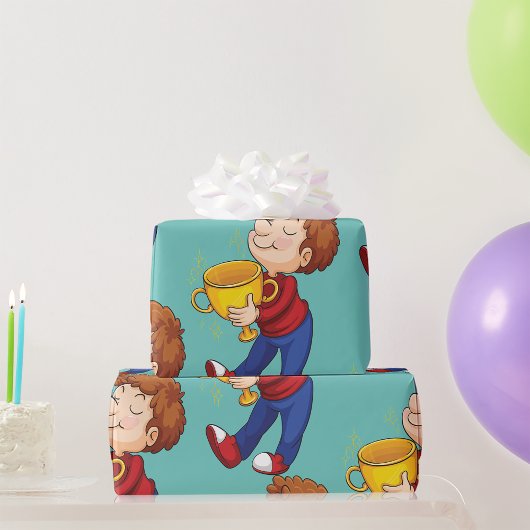 ゴールデントロフィー賞受賞者を保持する少年 ラッピングペーパー