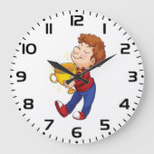 ゴールデントロフィー賞受賞者を保持する少年 ラージ壁時計 (正面)