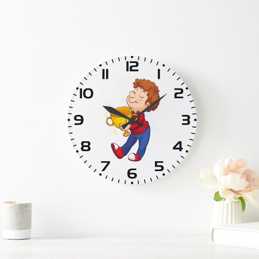ゴールデントロフィー賞受賞者を保持する少年 ラージ壁時計