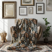 ゴールデントワイライトフローラムーンライト牡丹 フリースブランケット